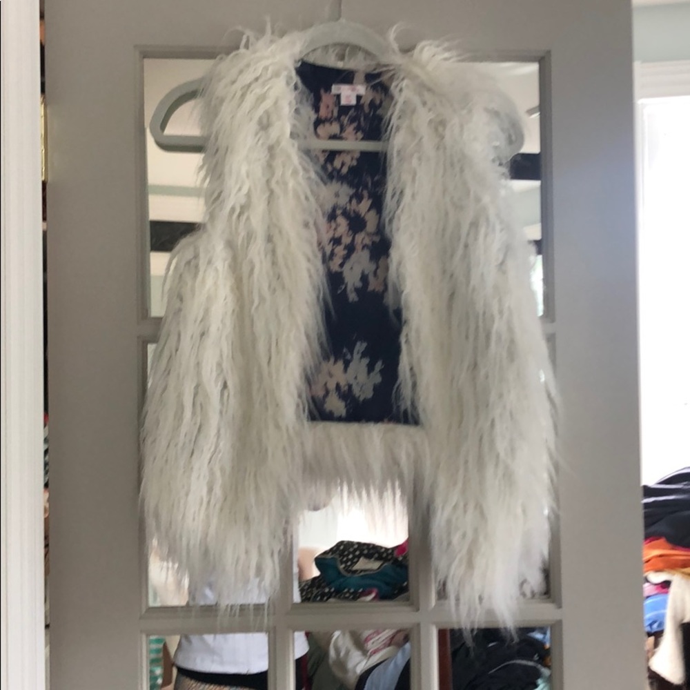 Faux fur vest.  Winter white.